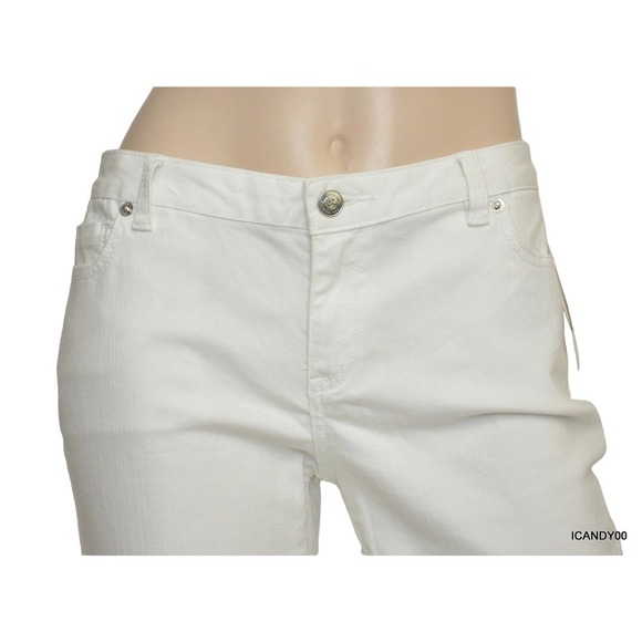 Michael Kors Stretch Cotton Cropped Jeans Pants Capri White Wash 6 Nwt $99 - Picture 2 of 6